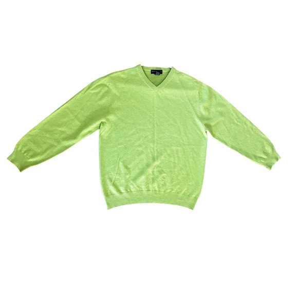 Mark Shale Est Est‎ 1929 Men's V Neck Sweater Green Cashmere Size M